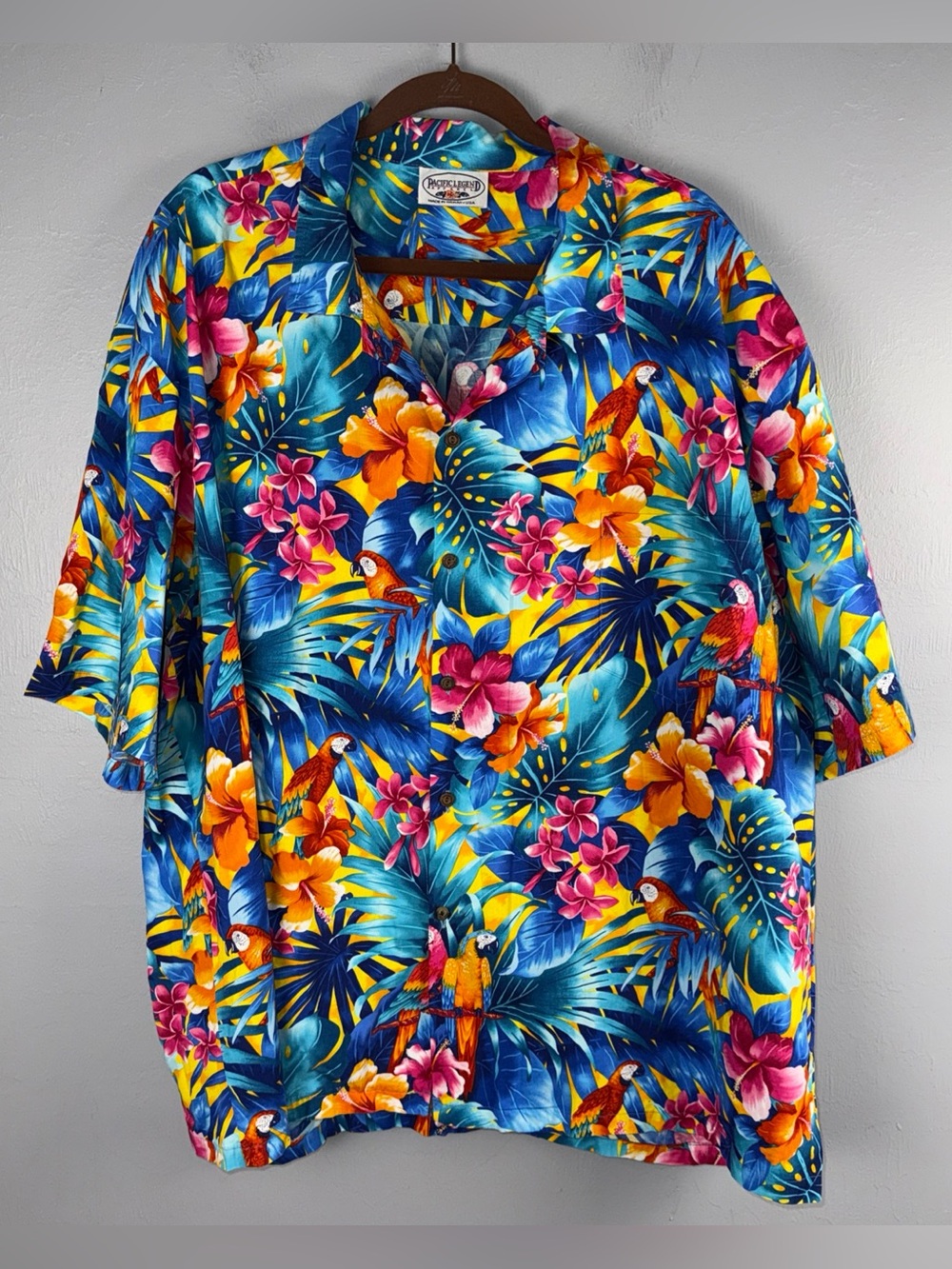 Pacific Legend Apparel Hawaiian Shirt Men’s 3XL  Multicolor Floral Parrot *READ